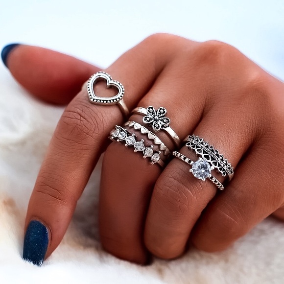 Jewelry 6 Silver Boho Rings Set New Poshmark